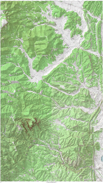 shaded relief topo of El Oro Mountains in southern Sangre de Cristo Mountains