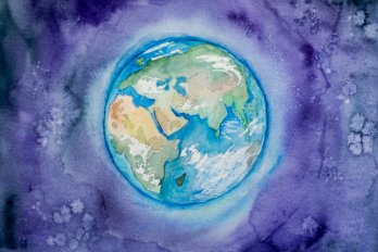A watercolor portrait of the planet earth by Elena Mozhvilo Available for hire via Unsplash