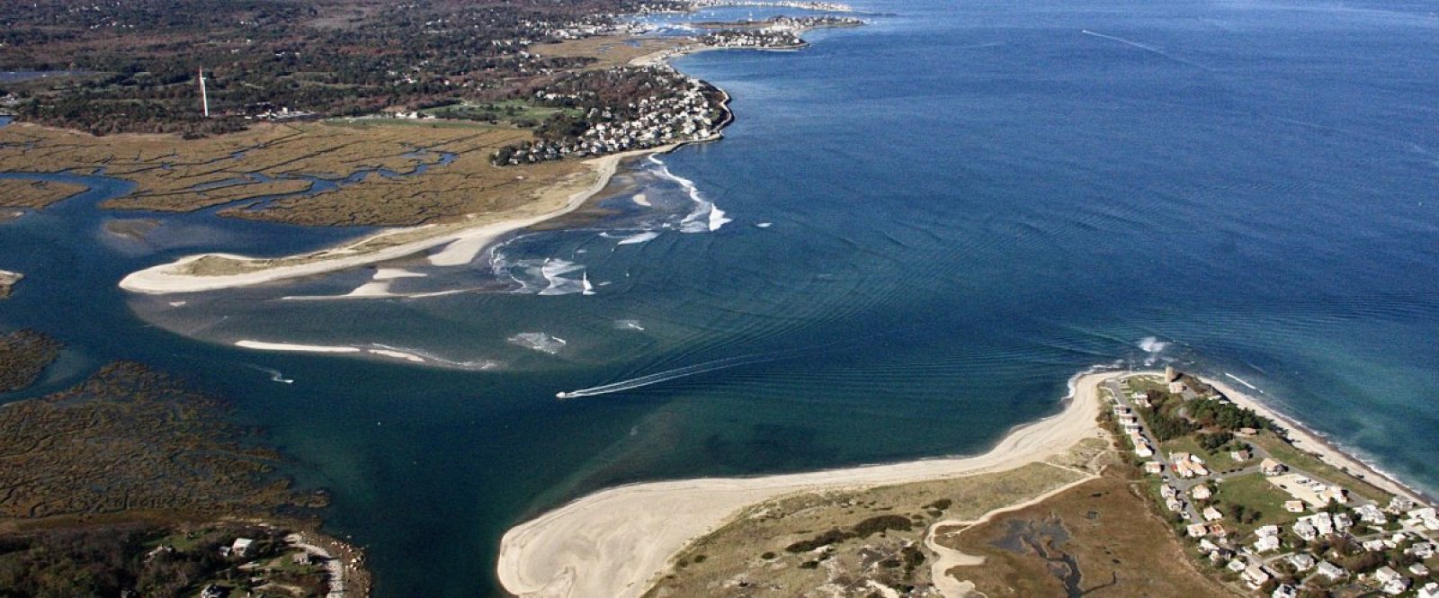 An aerial view of the New England coastline near Scituate