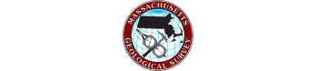 The Massachusetts Geological Survey logo, consisting of the outline of Massachusetts with a compass and rock hammer below, encir