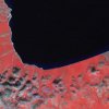 False color LANDSAT satellite image of Lake E in Siberian Arctic