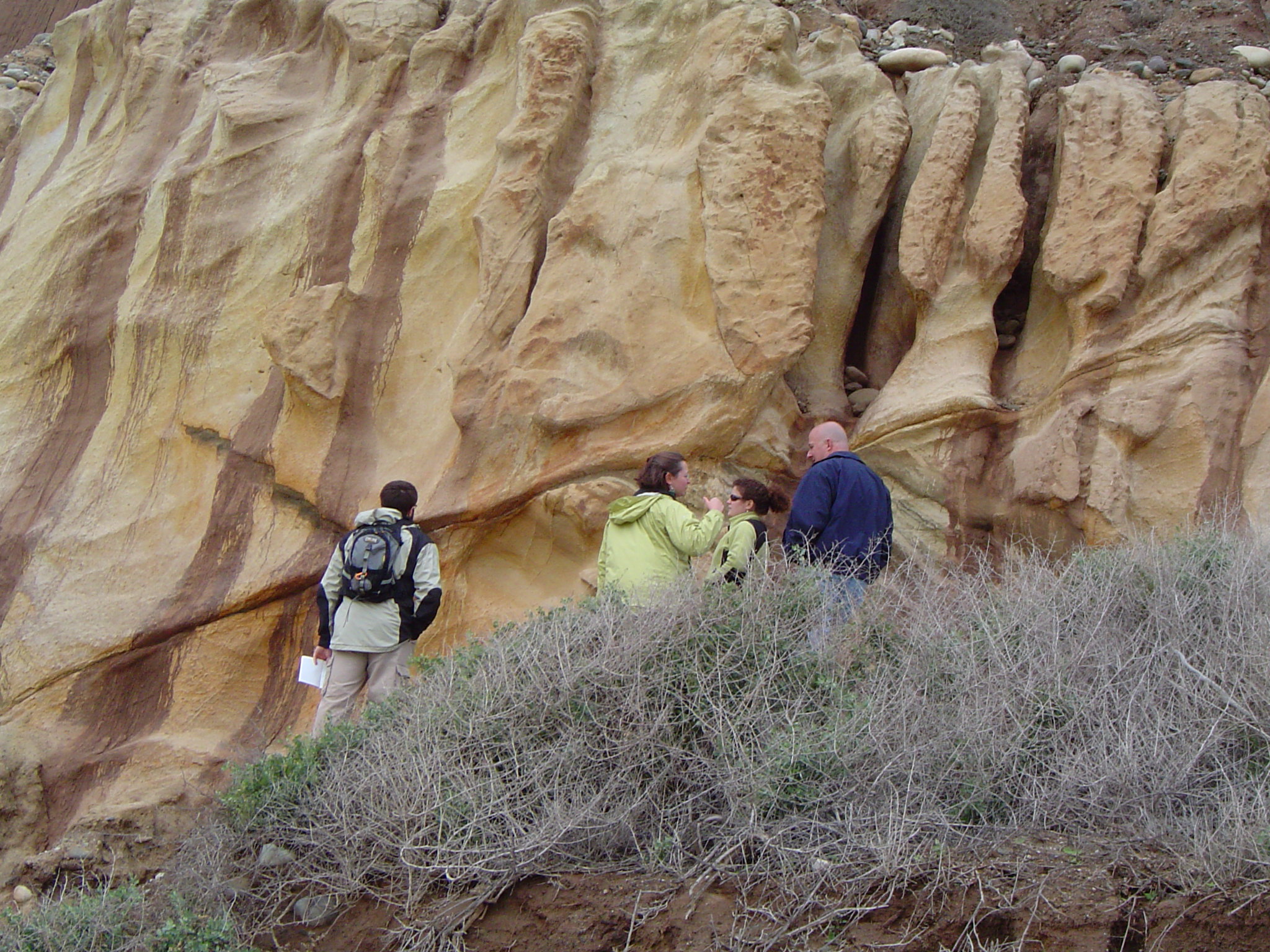 Scott, Laura and Michele discussing the outcrop