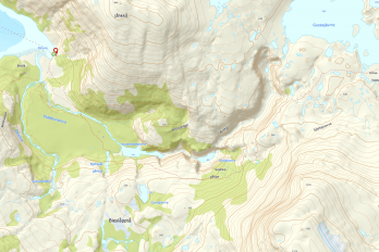 Topographic Map of area surrounding Hellemobotn, Norway (from Kartverket Norway)