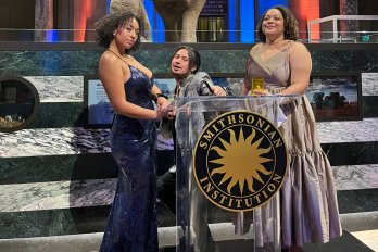 Alums Dr. Raquel Bryant & Dr. Benjamin Keisling and Dr. Rachel Bernard glamming it up at the Smithsonian Natural History Museum