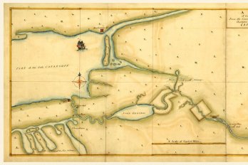 Antique map of Lake Ontario and the St. Lawrence river.