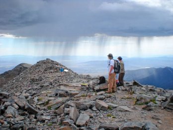 Most of the water in the Great Basin falls is on the mountain ranges, not in the valleys. Hiking on Wheeler Peak in Great Basin 