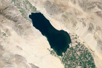 The Salton Sea, CA, from space.  Credit: NASA